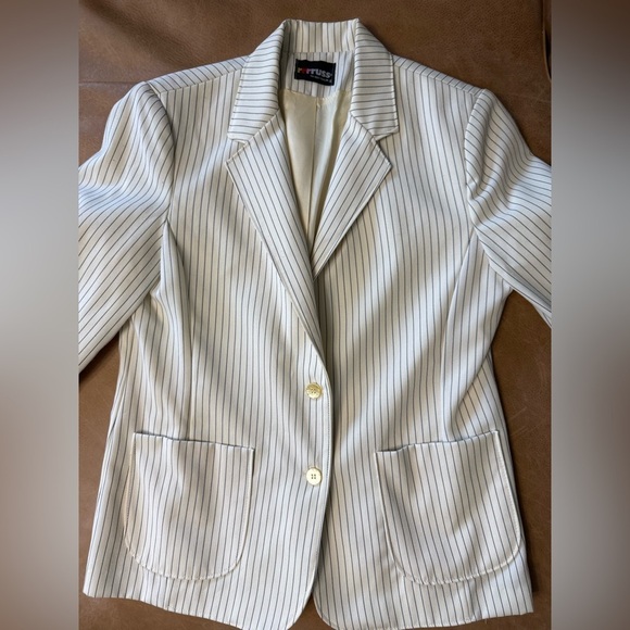 rrrruss White And Navy Striped Vintage Blazer Women’s Size 12 - Picture 2 of 10